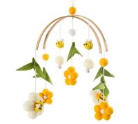 Baby Crib Mobile Hanging Crib Toys Boho Flowers ＆ Bees Baby Mobile for with Bell Soothe Toy Color Visual Cognition for Infant Bedroom Nursery Decor
