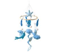 Baby Crib Mobile, Ocean Theme Nursery Mobiles with Soft Plush Sea Creatures, Calming Visual Toy for Infant Crib, Blue and White Mobile for Cribs Baby for