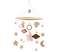 Baby Crib Mobile with Felt Balls, Neutral Baby Bed Hanging Toys, Baby Nursery Decor, Baby Bed Hanging Game Mobile - for Nursery Children Bed Decor (Wooden)