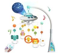 Baby Crib Mobile with Music and Lights, Mobile for Crib with Remote Control, Rotation, Moon and Star Projection, Baby Crib Toys for Boys Girls (Biue)