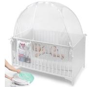 Baby Crib Tent to Keep Baby from Climbing Out - Breathable Cotton Mesh - Locking Zippers - Pop-Up Crib Canopy Net - Safe Anti-Climb Crib Cover - Izybu Crib Tent - Fits Standard 52” Cribs
