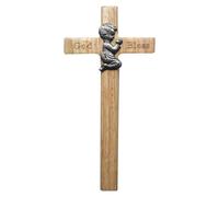 Baby Cross for Wall, Personalized Wooden Catholic Baby Wall Cross Crucifix Wall Cross Boy Girl Baptism Cross for First Holy Communion Christening and Dedication Gifts
