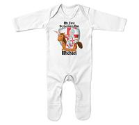 Baby Custom Name My First St Georges Day Romper Suit - Personalised St George's Day English Gifts For Baby - Unique Present For Baby Boy or Girl 1st Feast of Saint George, White, 0-3 Months