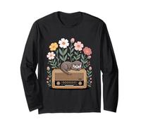 Baby Cute Otters Flowers on Radio Listening Long Sleeve T-Shirt