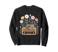 Baby Cute Otters Flowers on Radio Listening Sweatshirt