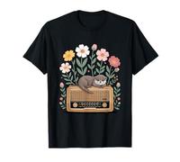 Baby Cute Otters Flowers on Radio Listening T-Shirt