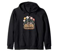 Baby Cute Otters Flowers on Radio Listening Zip Hoodie