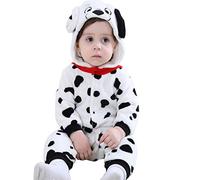 Baby Dalmatian Dog Costume Romper Toddler Boys & Girls Role-Playing Outfit with Zipper Hooded Flannel Dalmatian Onesie Pajamas (3-4 Year)
