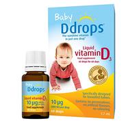 Baby Ddrops 10 µg 60 Drops - Daily Vitamin D3 Supplement for Infants and Young Children - Supports Teeth & Bone Health - No Preservatives, No Taste, Non-GMO, Allergy-Friendly.