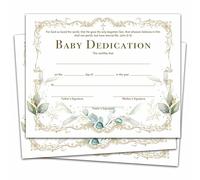 Baby Dedication Certificate, Gold Foil Greenery Certificates of Baby Christening Dedication, Eucalyptus Baby Dedication Gifts for Baby Boys Girls, 25 Pcs Baptism Certificates for Church -10