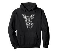 Baby Deer Fawn Portrait Black and White Animal Lover Pullover Hoodie