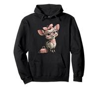 Baby Deer Kawaii Fawn Pink Leopard Glasses Animal Portrait Pullover Hoodie
