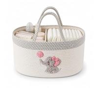Baby Diaper Caddy Organizer, Changing Table Diaper Caddy Basket, Portable Nursery Car Storage Basket with Removable Divider, Cotton Woven Rope Baskets for Baby Shower Gifts Registry by Name