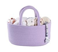 Baby Diaper Caddy Organizer Cotton Rope Nursery Storage Bin Basket Portable Holder Tote Bag for Changing Table Car Travel Baby Shower Gifts Newborn Essentials Registry Must Have Purple or Lavender