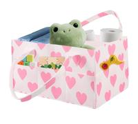 Baby Diaper Caddy Organizer, Felt nursery Storage Bag Organizer with Sturdy Handle, Multi-compartment Printed Portable Newborn Essentials Bag, Wear Resistant and Soil Resistant for New Parents(Pink,1)