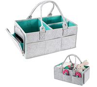 Baby Diaper Caddy Organizer, Foldable Felt Nursery Storage Bag Flexible Compartments Multi Pockets Portable Organiser Bag for Baby Changing Nappy, Wipes, Newborn Shower Toys Bag