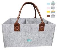 Baby Diaper Caddy Organizer: Large Organizer Tote Bag for Boys Girls Infant - Baby Shower Gift Bag Nursery Essential - Collapsible Newborn Caddie Car Travel, Baby Registry Must Haves (Leather)