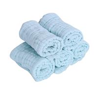 Baby Diaper Cotton Gauze Reusable Washable 12 Layer Absorbent Soft Breathable Infant Nappy for Newborn Toddler Care White Pink Yellow Blue Green 5Pcs Set (Green)