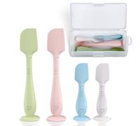 Baby Diaper Cream Spatula Set 4 Pieces with Travel Storage Box, Soft Butt Spatula for Baby, Diaper Spatula for Butt Paste