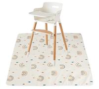 Baby Dining Chair Mat, Non-Slip High Chair Food Catcher Waterproof Baby Splat Mat Portable High Chair Feeding Mat Reusable Baby Spill Mat High Chair Floor Mat for Home Highchair(Rainbow)