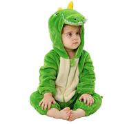 Baby Dinosaur Costume Flannel Dinosaur Costume Kids with Double Zipper & 3D Hood Skin-Friendly Warm Baby Animal for Halloween, Christmas, Birthday Parties, S.