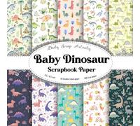 Baby Dinosaur Scrapbook Paper: Eggs And Dinosaur Pattern Scrapbooking Paper, Double Sided Craft Paper for Gift Wrapping, Decoupage, Junk Journaling ... (Watercolor Pattern) Paper Size 8.5" x 8.5"