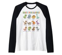 Baby Dinosaurs Names for Kids Learning Chart Cute Dino Types Raglan Baseball Tee