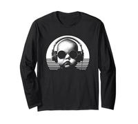 Baby DJ, Design, Modern, Fun, Mix and Festival, White, Retro Long Sleeve T-Shirt