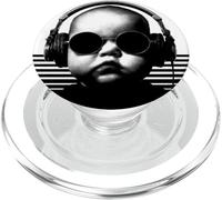 Baby DJ, design, modern, fun, mix and festival, white, retro PopSockets PopGrip for MagSafe