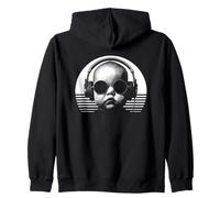 Baby DJ, design, modern, fun, mix and festival, white, retro Zip Hoodie