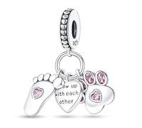 Baby Dog Love Heart Angel Safety Chain Roses Flower Mother Daughter Charm Bead Pendant Sterling Silver 925 Compatible With Pandora Charm Moments Bracelet (Baby Foot Dog Heart)