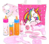 Baby Doll Accessories Feeding and Caring Set with Diaper Bag | Doll Diapers, Bottle, Fits 10-24" Dolls, 15Pcs Pretend Play Set Toys for Kids Girl Toddler Birthday Gift Christmas