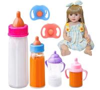 Baby Doll Bottles Set Cute Baby Doll Bottles Simulation with 2 Toy Pacifier Disappearing Milk Bottle Accessories for Kids Christmas Birthday Gifts..