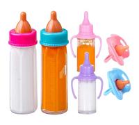 Baby Doll Bottles Set with Pacifiers, Magics Baby Doll Bottles with Disappearing Milk or Juice, Funny Simulation Dolls Accessories for Kids