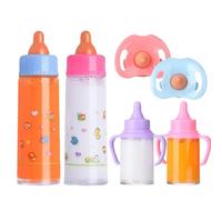 Baby Doll Bottles with Pacifiers 6Pcs/Set Simulated Baby Bottles for Dolls with Disappearing Milk or Juice Pretend Play Dolls Accessories, Gift for Kids, Style 2