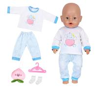 Baby Doll Clothes, Elephant Clothes Set for 14-18Inch Baby Dolls with Top Printed Pants Hangers Socks Plush Ornaments Cute Pajamas New Born Baby Doll Accessories 30-45cm Gifts for Kids Girls