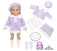 Baby Doll Clothes for 14 - 17 Inch Doll 35-43 cm Baby Doll 9 Pcs Fashion Doll Clothes Set Include Vest Coat Skrit Berets Sockes Handy Bag Necklace Bracelet Hanger Baby Dolls Girls Birthday