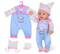 Baby Doll Clothes for 14-18 Inch Baby Doll, Baby New Doll Clothes Outfits 30-45 cm Accessories with 1 Elephant Onesie 1 Top 1 Hat 1 Hanger 1 Pair of Socks New Born Baby Dolls for Girls Birthday Gifts