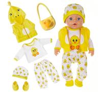 Baby Doll Clothes for 14-18 Inch Baby Doll, Cute Duck Doll Clothes Outfits with Tops Trousers Vest Hats Roucksacks Socks 35-45 cm New Born Baby Dolls