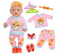 Baby Doll Clothes for 14-18 Inch Baby Doll, New Doll Clothes Outfits 30-43cm Accessories with 1 Fox Top 1 Trousers 1 Shoes 1 Toy 1 Hairband 2 Clothes Hangers New Born Baby Dolls for Girls Birthday