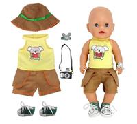 Baby Doll Clothes for 14-18 Inch Baby Dolls, Cute Koala Doll Outfits Accessories Includes Waistcoat Trousers Hat Glasses Shoes Bracelet Pendant Compatible with Born Baby 35-45 cm Doll, Kids Birthday