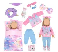 Baby Doll Clothes for 14-18 Inch Baby Dolls Sleeping Bag Set | Baby Doll Clothes with Sleeping Bag Pajamas Headband Pillow Eye Mask Shoes Bunny Toy, Baby Doll Accessories Gifts for Girls