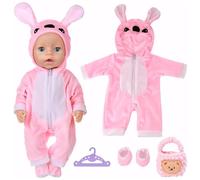 Baby Doll Clothes for 14-18 Inch Doll, Pink Baby Dolls Clothes with Hanger Bags Shoes, Doll Clothes Outfits Overalls for 35-45 cm New Born Baby Dolls Girls Birthday Christmas