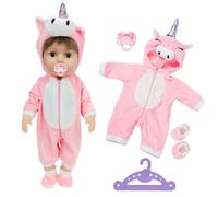 Baby Doll Clothes for 14-18 Inch Dolls, Cute Animal Horse Baby Doll Accessories Clothes for 36-43 cm Newborn Baby Doll Boy and Girl with Nipple Hanger Socks , Girls Birthday Christma