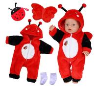 Baby Doll Clothes for 14-18 Inch Dolls, Doll Outfit Jacket Jumpsuit with Ladybird Wings, Ladybird Wallet, White Socks, New Born Boy Girl Dolls Clothes Accessories with Cute Animal, Gift for Children
