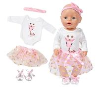 Baby Doll Clothes for 14-18Inch Baby Doll, 43cm Sweet Dolls Clothes with Cute Giraffe Pattern Ballet Shoes Pink Headband Baby Dolls Clothes Set Compatible with New Born Baby 35-45 cm Dolls