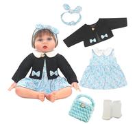 Baby Doll Clothes for 20-22 Inch Baby Dolls, 5 Pcs Cute Doll Cloth Outfit, Blue Floral Skirt, Denim Jacket, Knitted Bag, White Socks, Doll Clothes Accessories Perfect for Girls and Doll Collectors