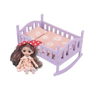 Baby Doll Crib - Interactive Furniture Toy for Pretend Play, Small Doll Bed with Turdy Build, Playhouse Accessory for Kids Boys Toddler Role Home Nursery Indoor Playroom Preschool 350g