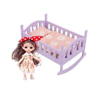 Baby Doll Cribs,Interactive Pretend Play Toys - Small Rocking Cradle Bed Set | for Kids Girls Boys Daughters Home Nursery Indoor Playroom Preschool Kindergarten Role Play Birthday Holiday