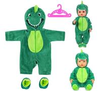Baby Doll Dinosaur Clothes for 14-18 Inch Baby Doll 35-45 cm Baby Doll, Baby Doll Accessories Clothes with Hhanger and Shoes, Baby Doll Clothes, Gift for Kids Friends Girls Birthday
